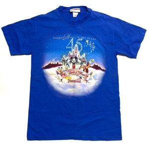 Disneyland Anniversary Vintage 90’s 45 Anniversary Made in USA Blue T Shirt